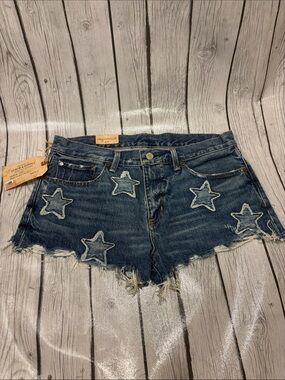 Denim & Supply Ralph Lauren Dark Blue Star-Appliqué Frayed Hem Shorts size 29